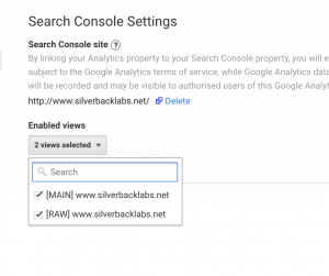 Select the Google Analytics Views that you want to import Google Search Console data in to.